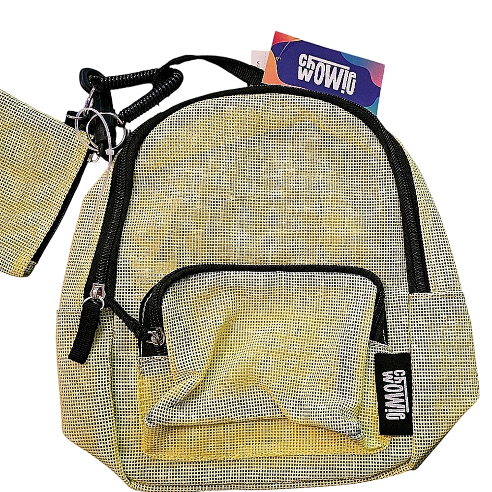 CHOWIE- NWT, Neon Lime/Yellow Small Mesh Backpack with change purse.